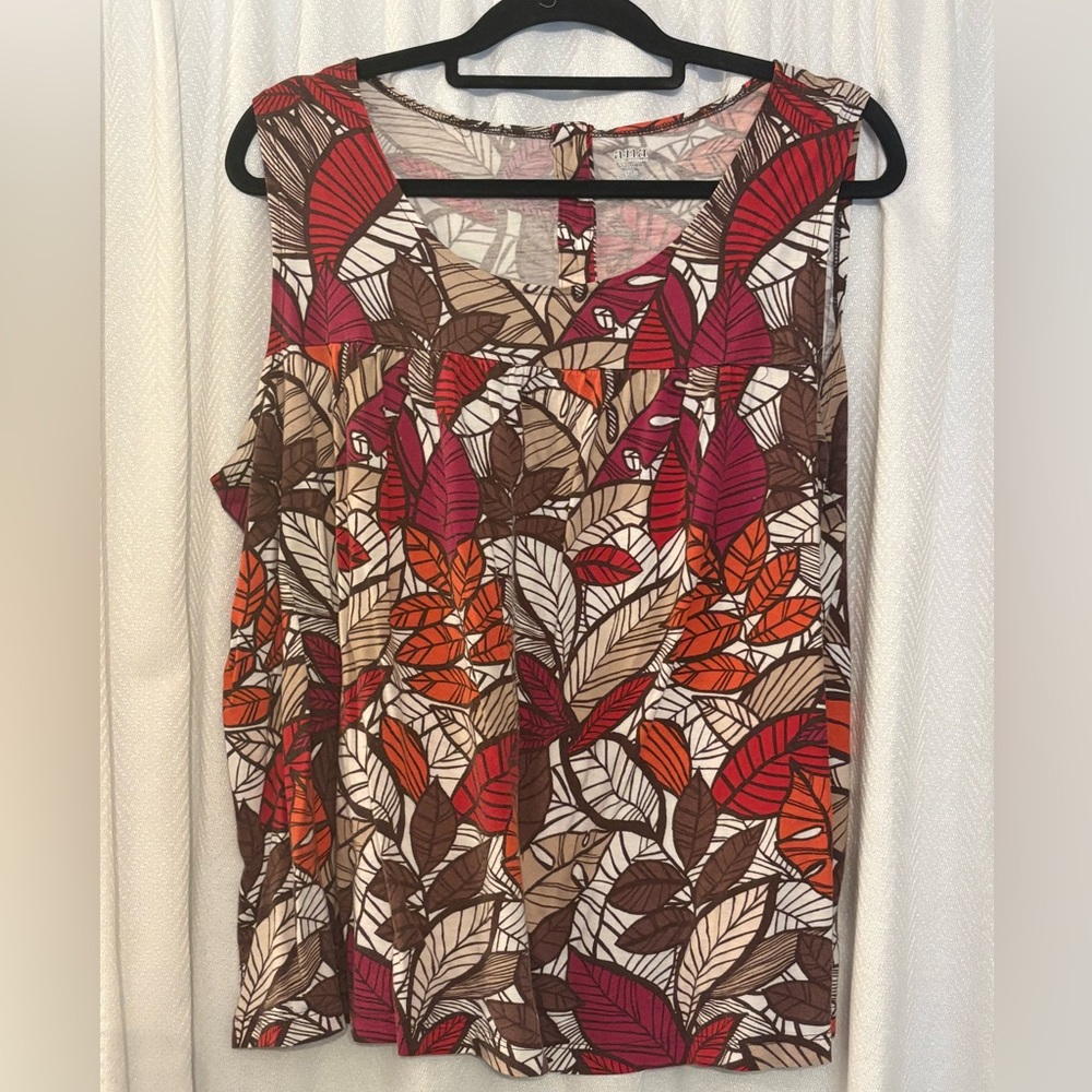a.n.a Multicolor Leaf Print Sleeveless Shirt